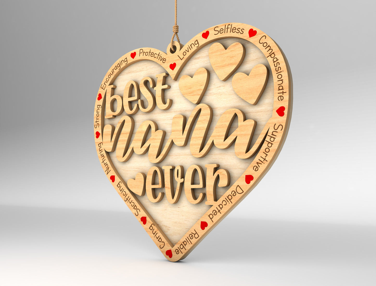 Best Nana Ever Heart Ornament SVG for LightBurn and xTool