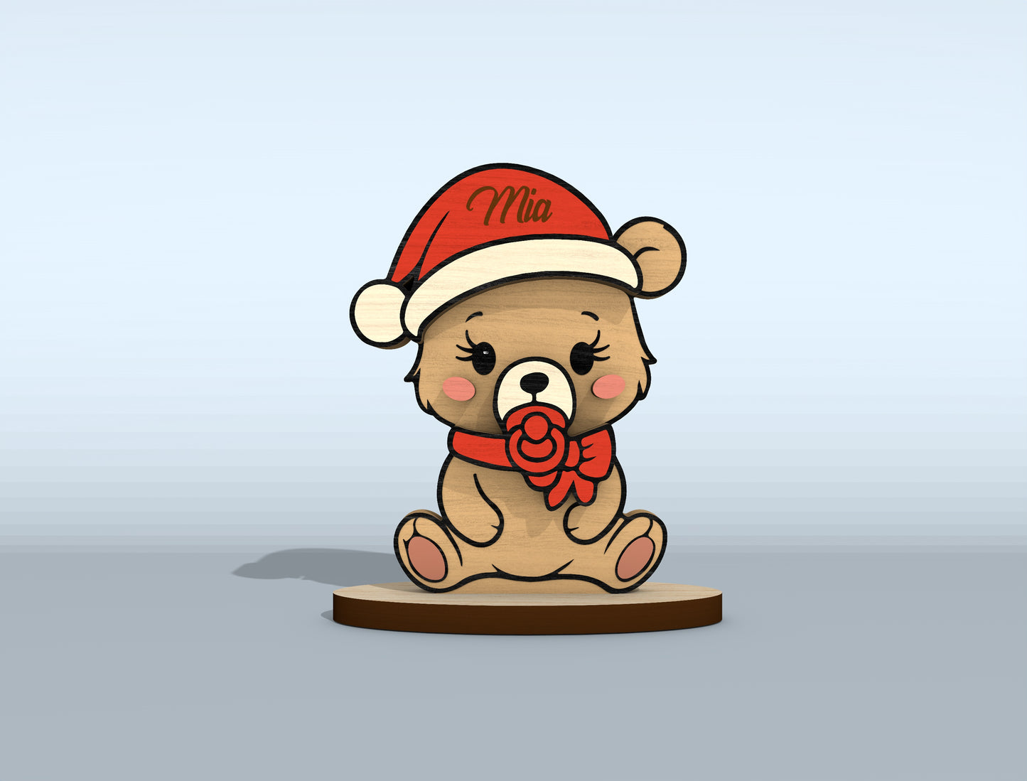 Christmas Bear Family Tabletop Decor Laser Cut File | Ready to Cut | Glowforge, xTool, LightBurn, etc.