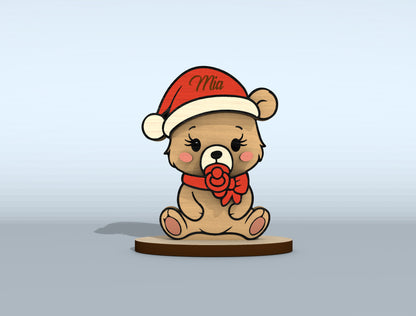 Christmas Bear Family Tabletop Decor Laser Cut File | Ready to Cut | Glowforge, xTool, LightBurn, etc.