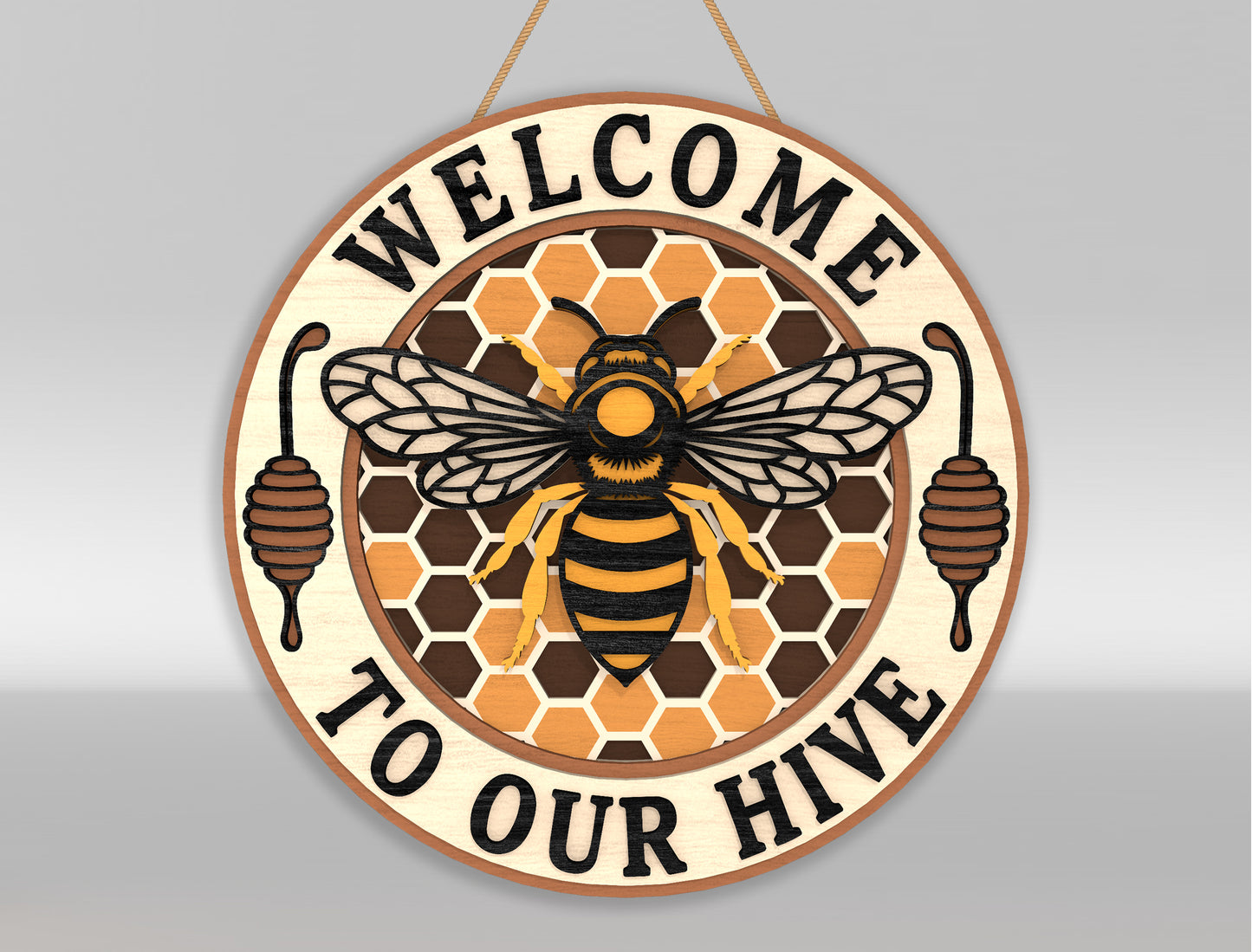Bee Welcome Door Hanger SVG Bundle for Glowforge and xTool