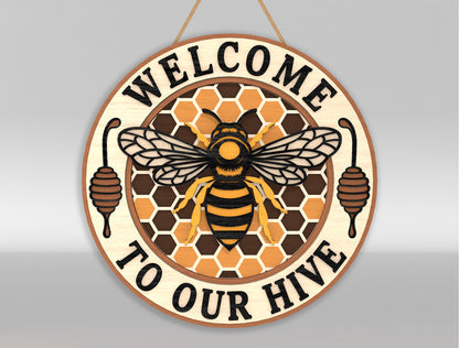 Bee Welcome Door Hanger SVG Bundle for Glowforge and xTool