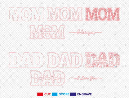 Multilayer I Love You Word Art SVG Bundle for Glowforge and xTool