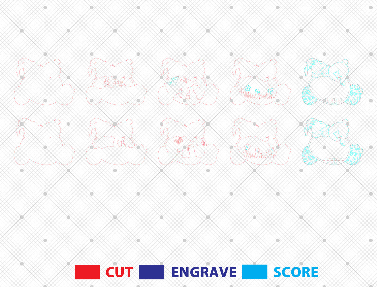 Multilayer Bunny Egg Scene SVG Bundle Rabbit Floral for LightBurn and xTool