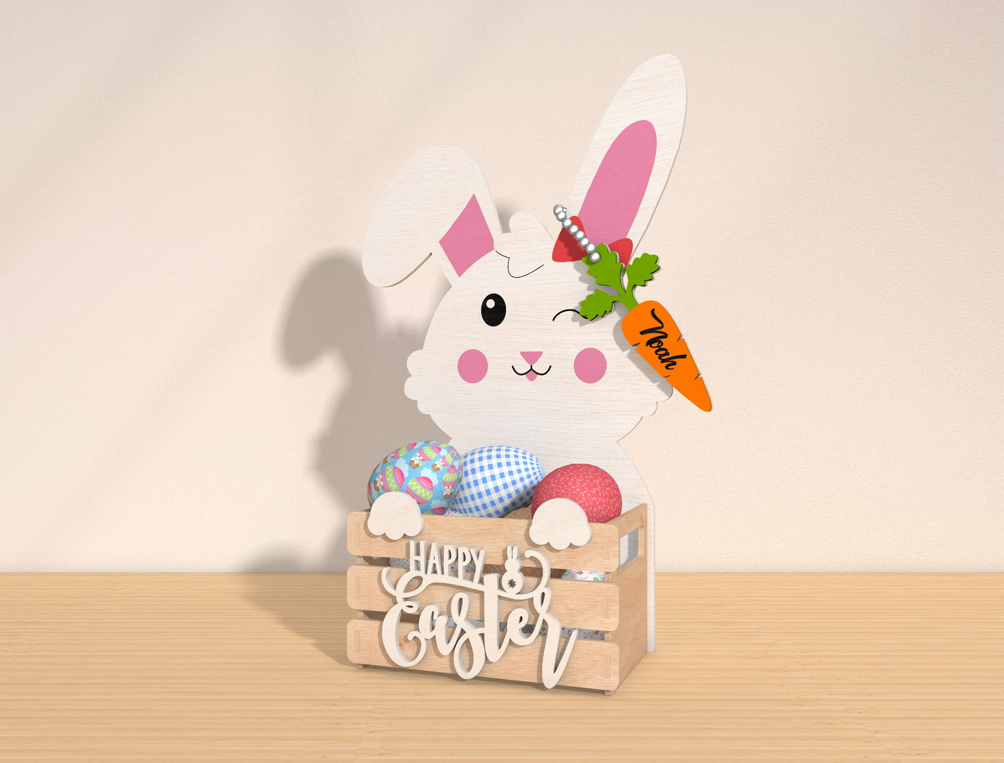 Personalized Bunny Easter Basket Holder SVG Bundle for Glowforge and xTool