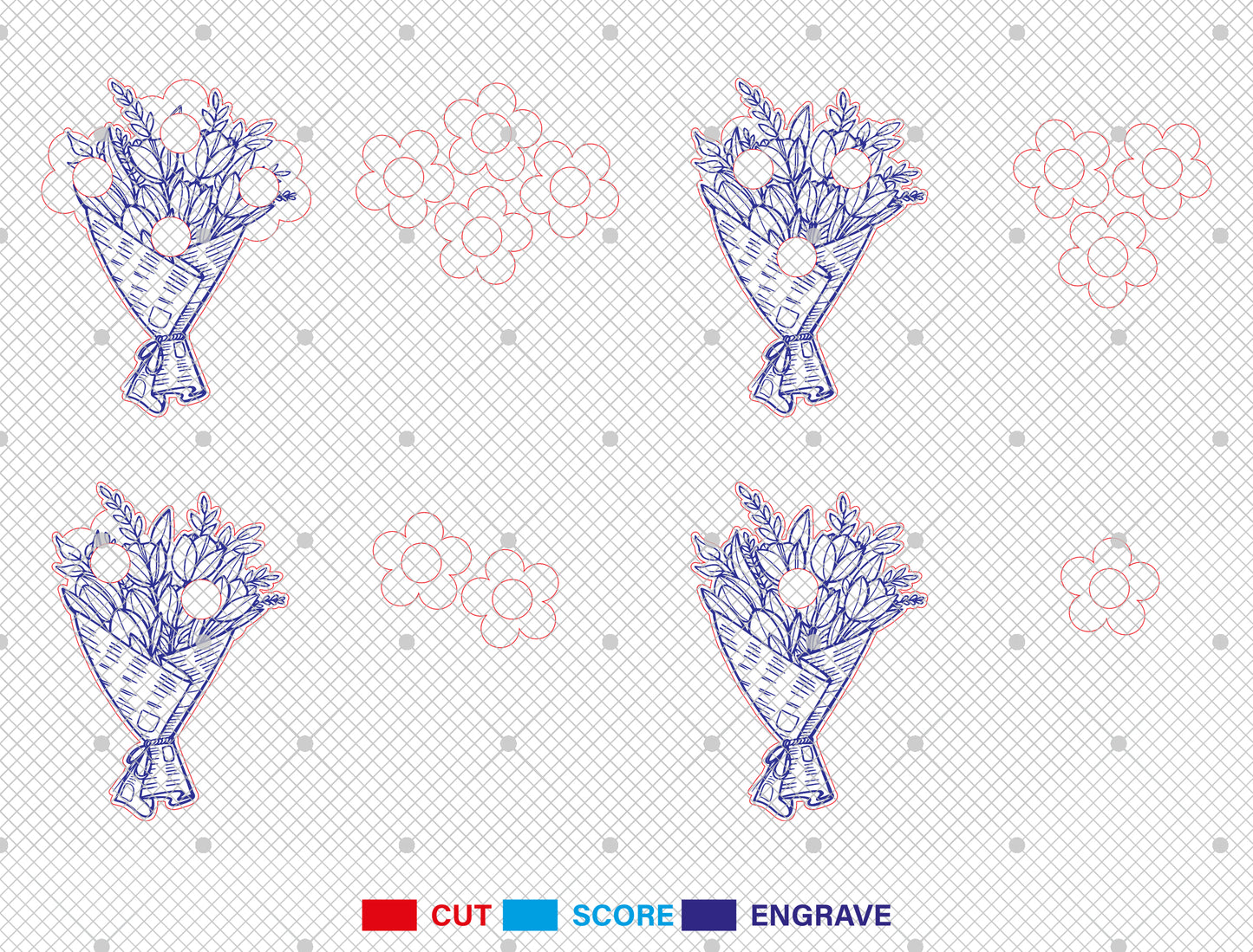 Mother's Day Flower Photo Frame SVG Bouquet for LightBurn and xTool