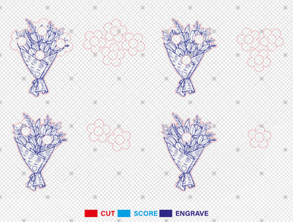 Mother's Day Flower Photo Frame SVG Bouquet for LightBurn and xTool