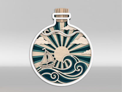 Ocean Bottle Multilayer SVG Bundle for Glowforge and xTool