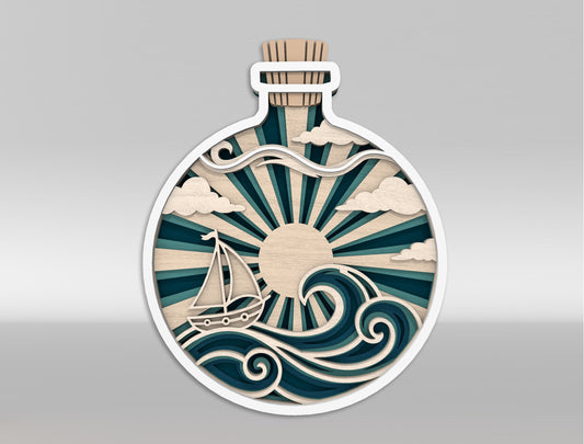 Ocean Bottle Multilayer SVG Bundle for Glowforge and xTool