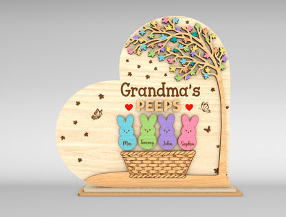 Personalized Grandma Peeps Bunny Tabletop Sign SVG for LightBurn and xTool