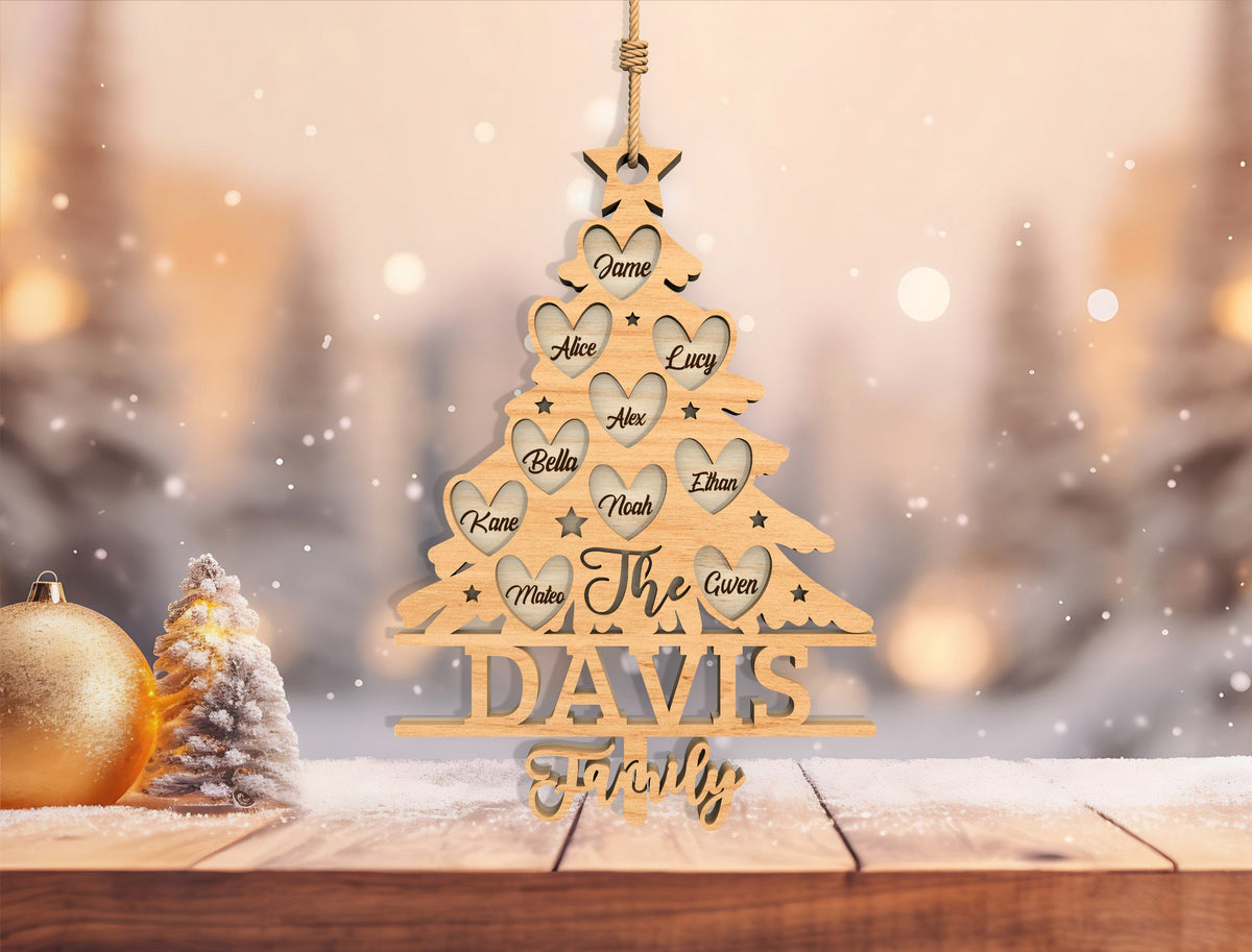 Personalized Family Tree Heart Christmas Ornament SVG 9