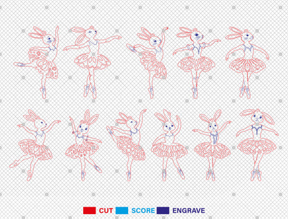 Easter Bunny Ballerina Ornament SVG 23 Easter Tree Designs for LightBurn