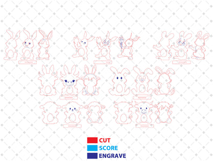 Bunny Egg Holder SVG Bundle Cute Rabbit Easter for LightBurn and xTool