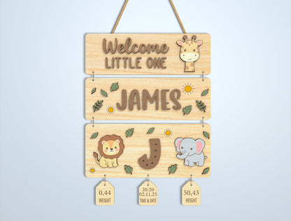 Nursery Birth Stats Sign SVG File for Glowforge and xTool