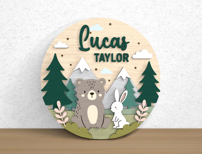Forest Animal Baby Name SVG File for Glowforge and xTool