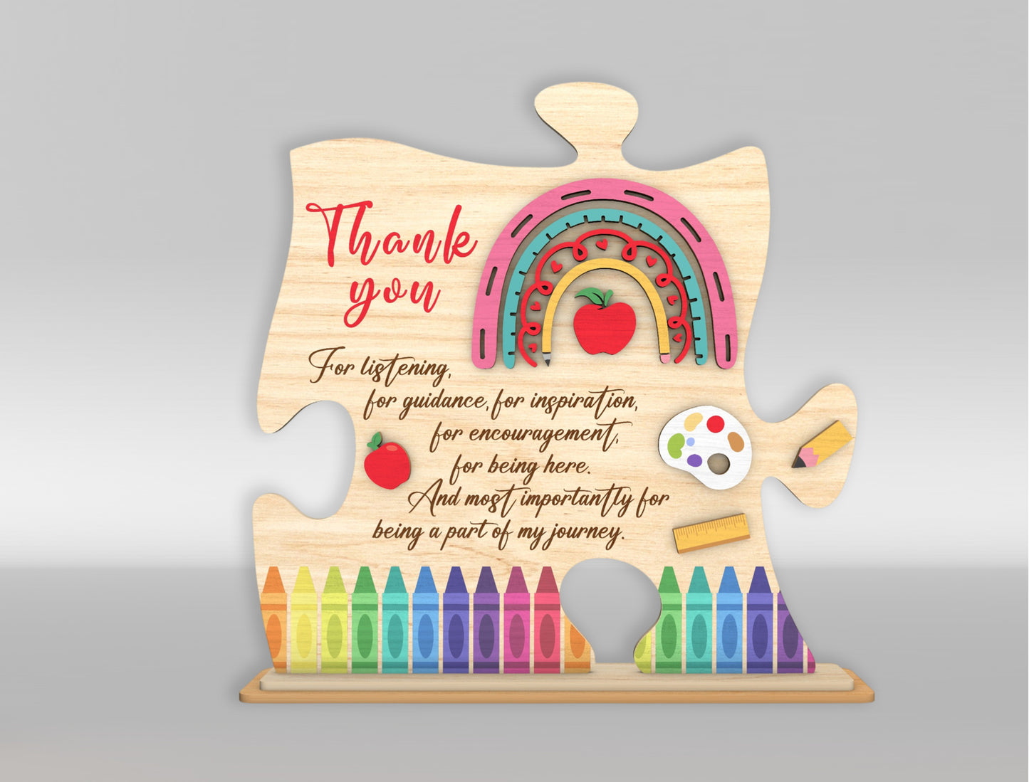Teacher Appreciation Tabletop Decor SVG Laser Cut File for Glowforge and xTool