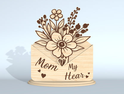 Floral Envelope Stand Sign SVG Bundle for Glowforge and xTool