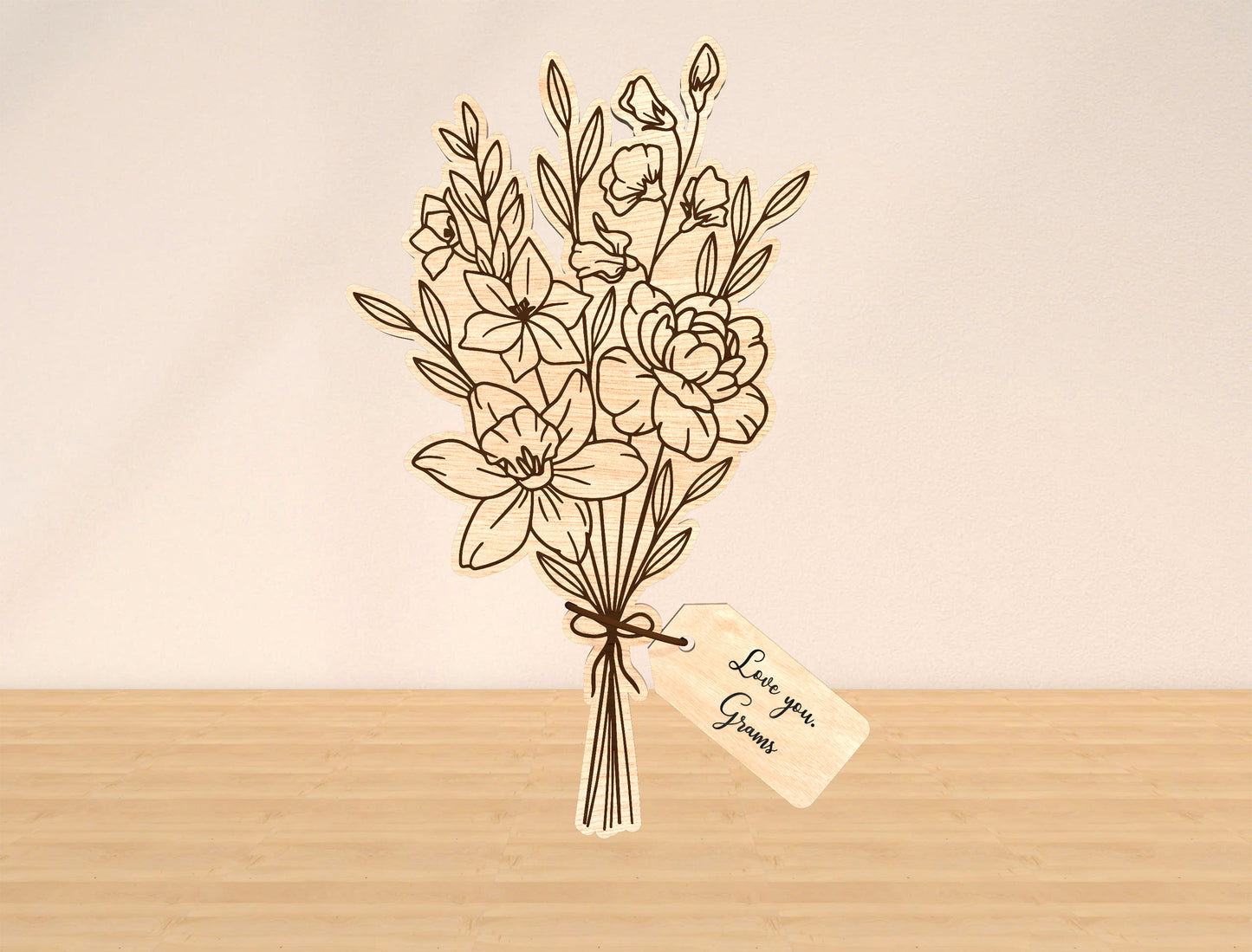 Flower Bouquet Sign SVG Bundle 10 Flowers 21 Tags for Glowforge and xTool