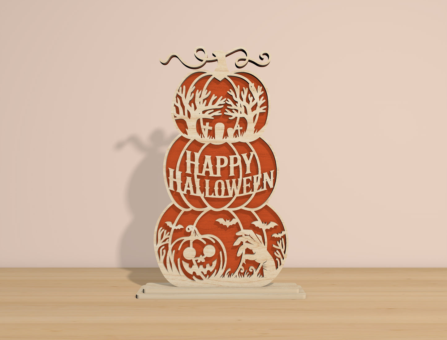 Halloween Pumpkin Stack SVG Bundle Laser Cut File | 6 Jack O Lantern Designs | Layered Wooden Decor | Glowforge, xTool, LightBurn, etc.