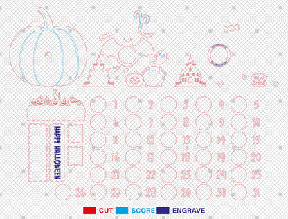 Halloween Countdown Calendar SVG for xTool LightBurn