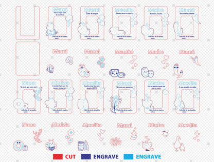 Cute Mama Photo Frame SVG Bundle 11 Designs for LightBurn and xTool