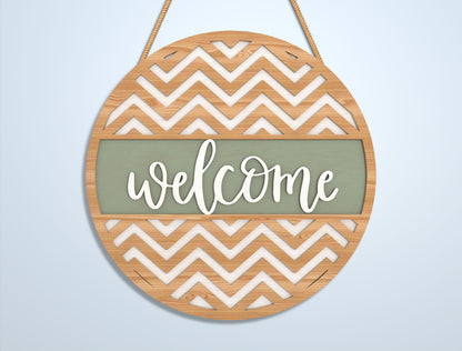 Geometric Welcome Door Sign SVG Bundle for LightBurn and Glowforge