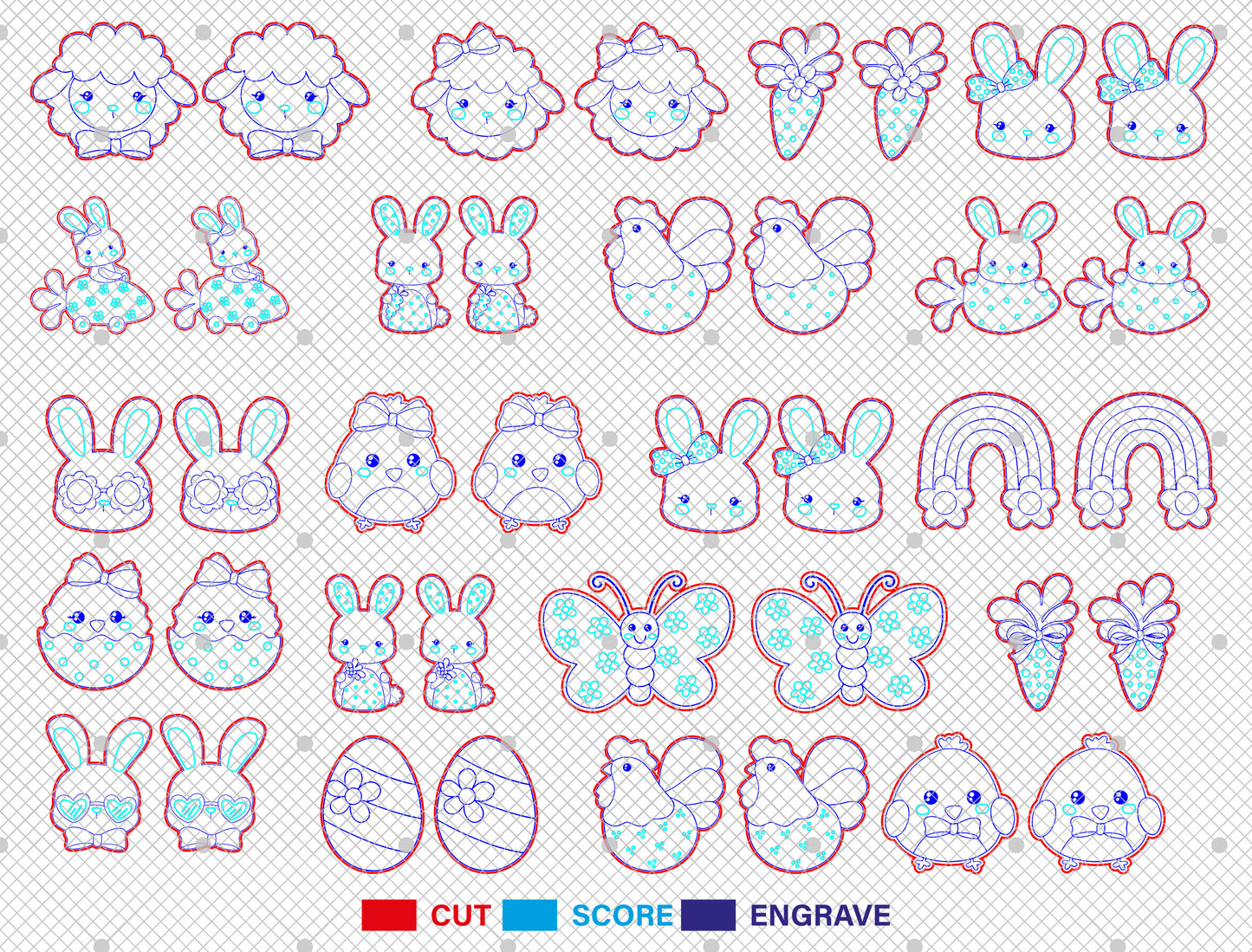 Easter Stud Earrings SVG Bundle Cute Animal Bunny 20 Designs for Glowforge