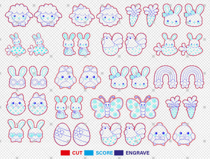 Easter Stud Earrings SVG Bundle Cute Animal Bunny 20 Designs for Glowforge