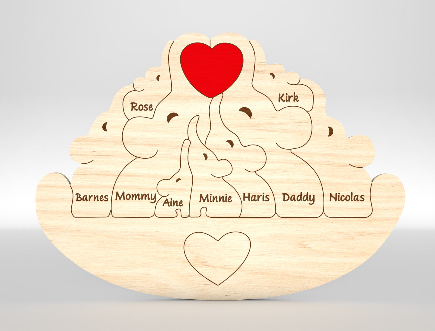 Elephant Family Puzzle Sign SVG Laser Cut File for Glowforge and xTool