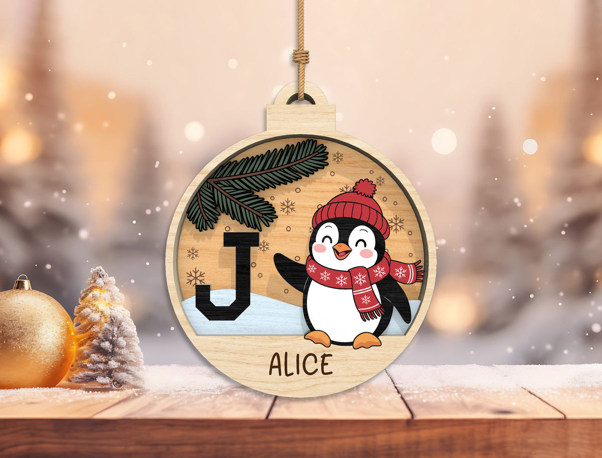 Personalized Christmas Alphabet Ornament SVG Laser Cut File 9