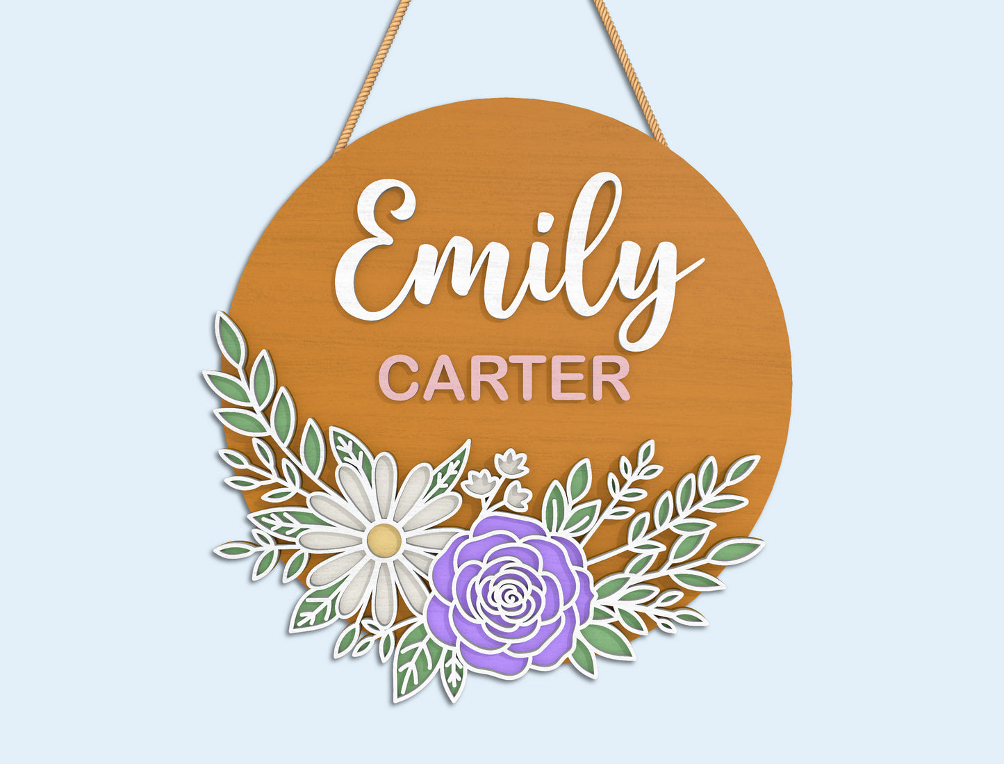 Floral Name Sign SVG Bundle Laser Cut File for Glowforge and xTool
