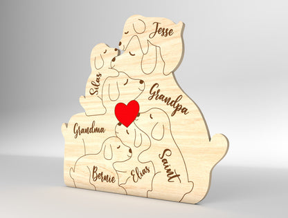 Personalized Dog Family Puzzle Sign SVG for xTool and Glowforge