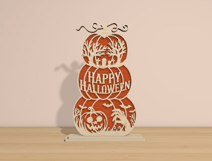 Halloween Stacked Pumpkins SVG Bundle for Glowforge xTool LightBurn 6 Designs