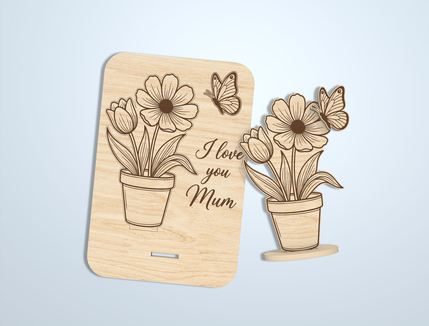 Floral Card Stand SVG Bundle Mother's Day Laser Cut File for Glowforge and xTool