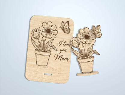 Floral Card Stand SVG Bundle Mother's Day Laser Cut File for Glowforge and xTool