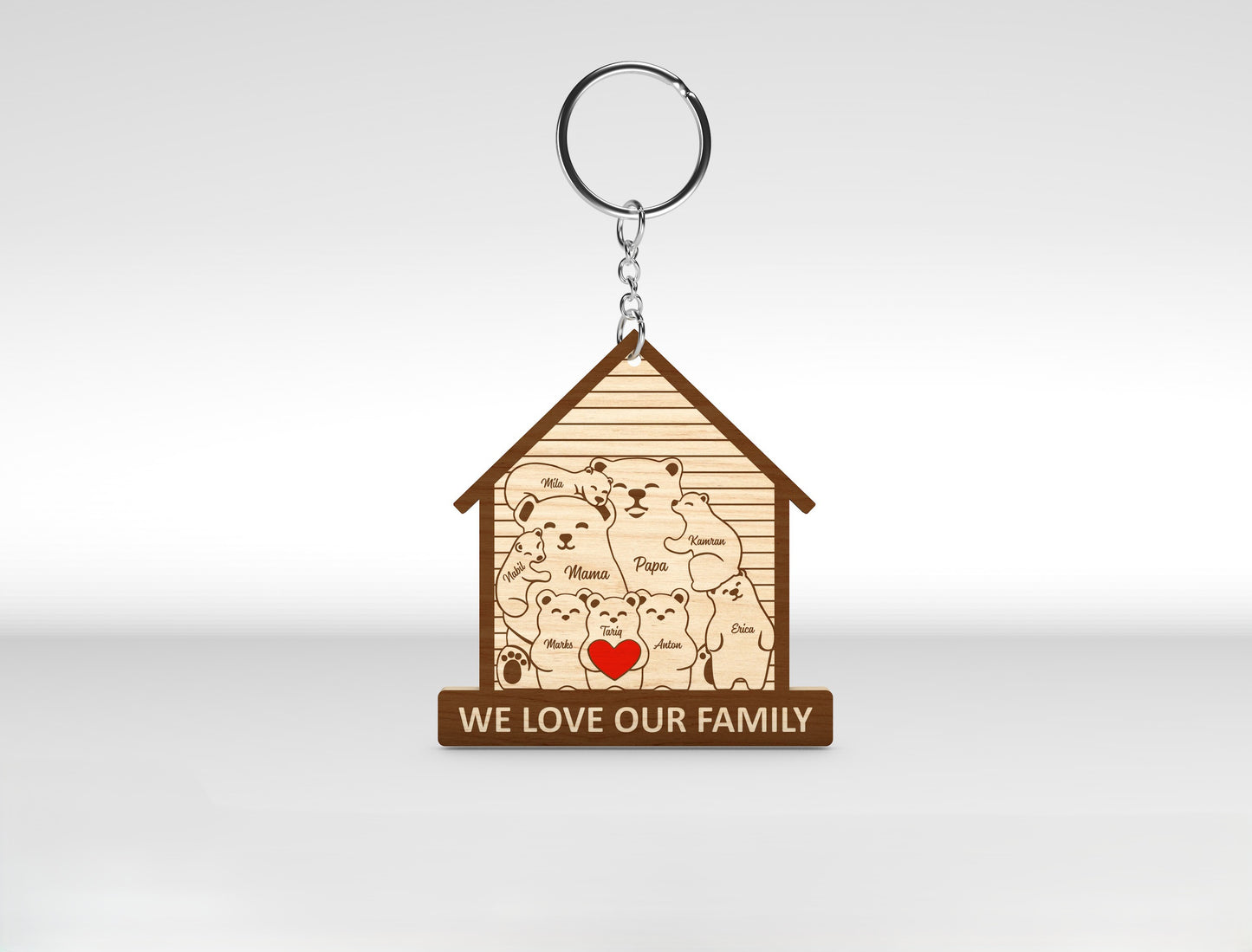 Bear Family Keychain SVG Personalized Bear House Sign for xTool