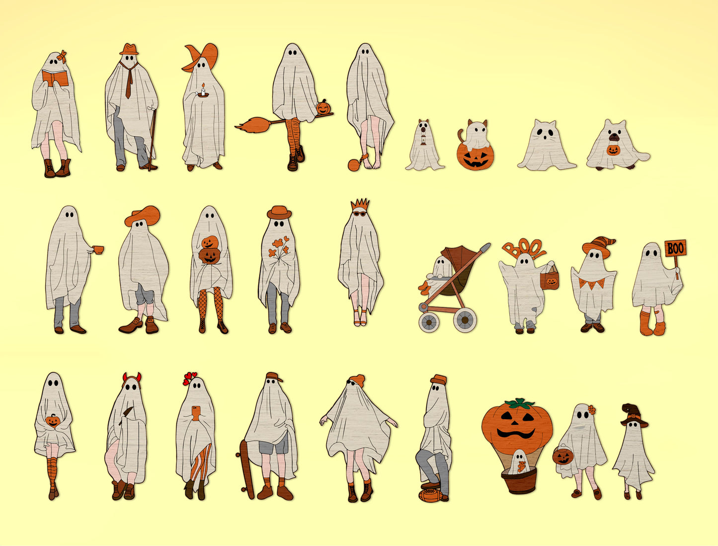 Personalized Ghost Family Door Topper SVG for Glowforge xTool LightBurn