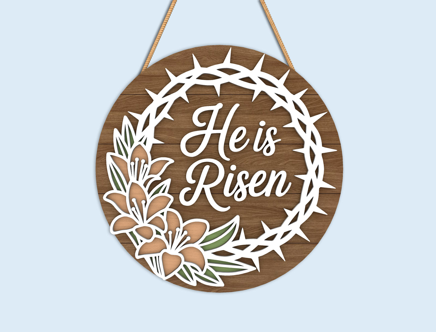 Easter Round Sign Bundle SVG Religious Floral for Glowforge and xTool
