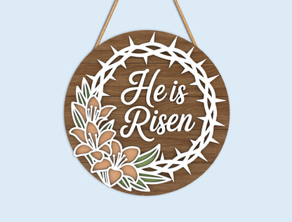 Easter Round Sign Bundle SVG Religious Floral for Glowforge and xTool