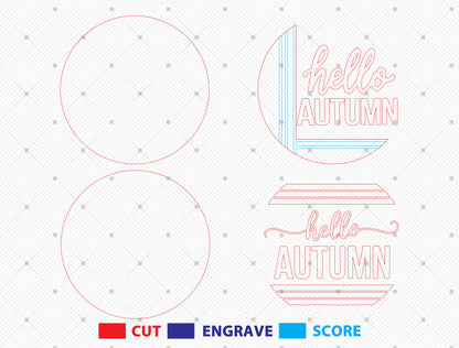 Hello Autumn SVG Set for Glowforge xTool LightBurn | 2 Designs