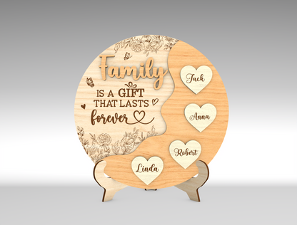 Custom Name Heart Balloon Family Sign SVG for Glowforge and xTool