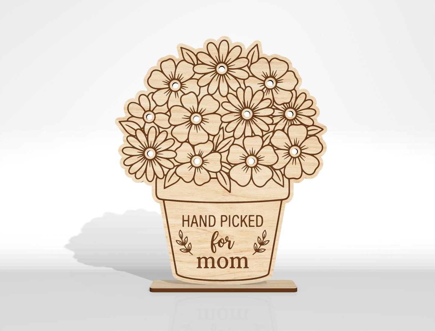 Hand Picked for Mommy Flower Holder SVG Bundle Laser Cut File for LightBurn and xTool