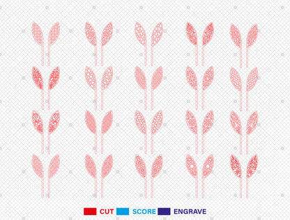 Easter Bunny Ears Plant Stick SVG 20 Designs Laser Cut for LightBurn and xTool