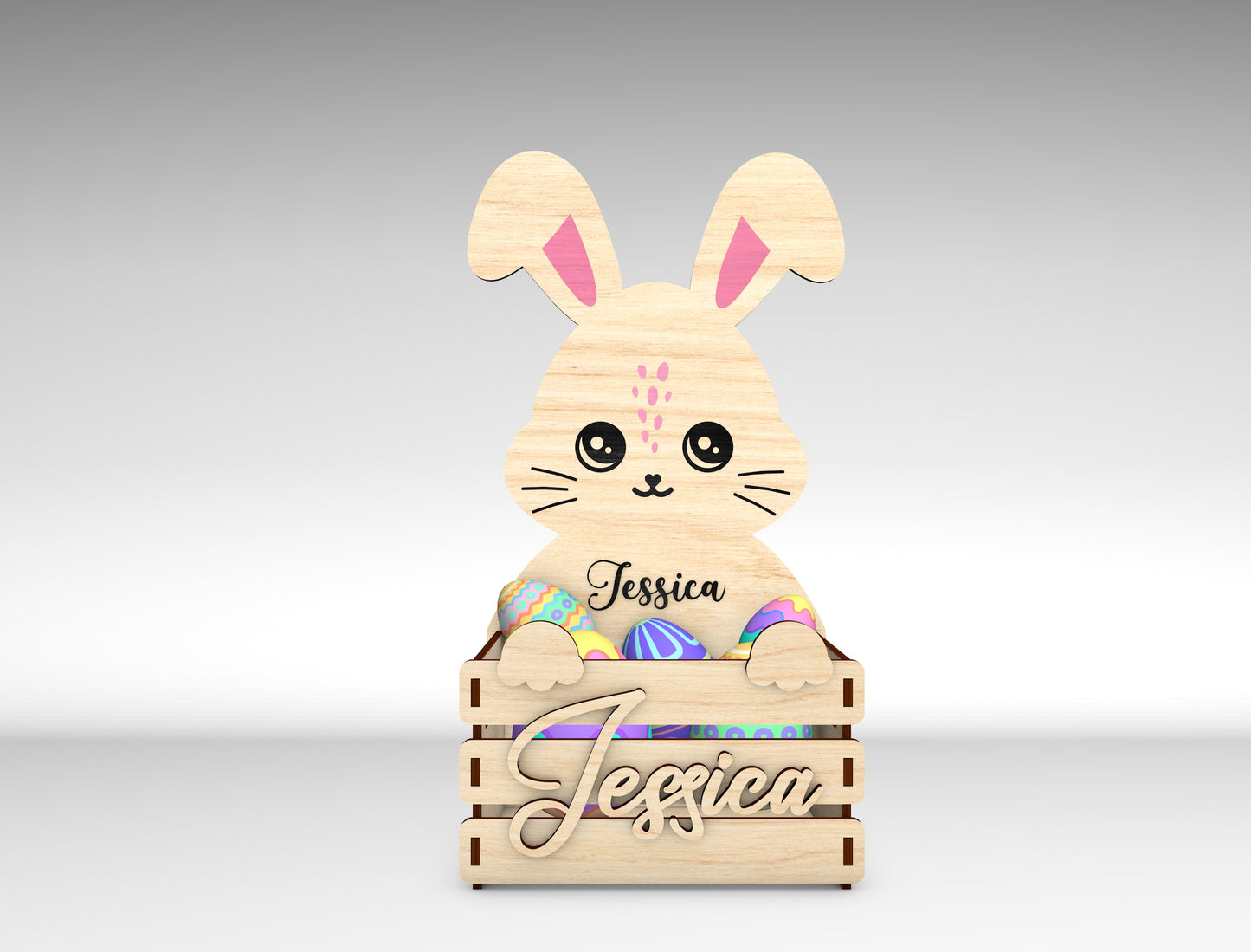 Personalized Easter Bunny Basket SVG Bundle for LightBurn and xTool
