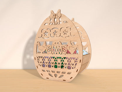 Easter Egg Basket Holder SVG Bundle 9 Bunny Designs for Glowforge and xTool