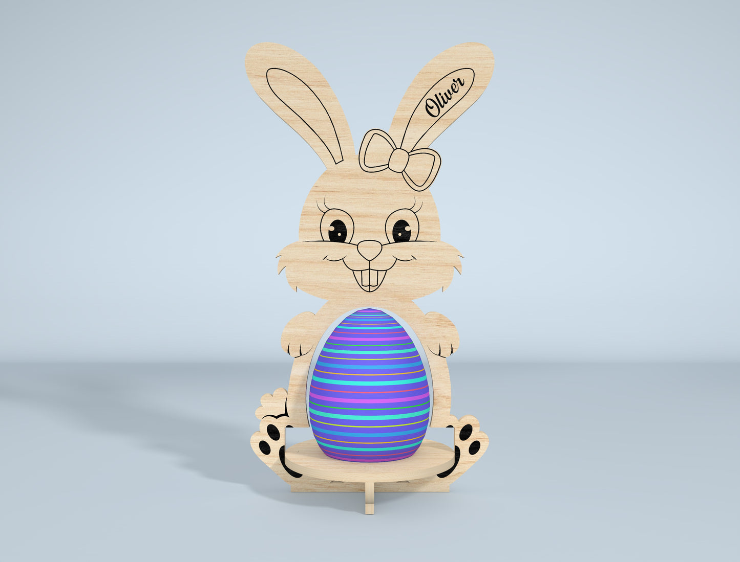 Personalized Bunny Egg Stand SVG Bundle 9 Designs for LightBurn and xTool