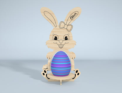 Personalized Bunny Egg Stand SVG Bundle 9 Designs for LightBurn and xTool