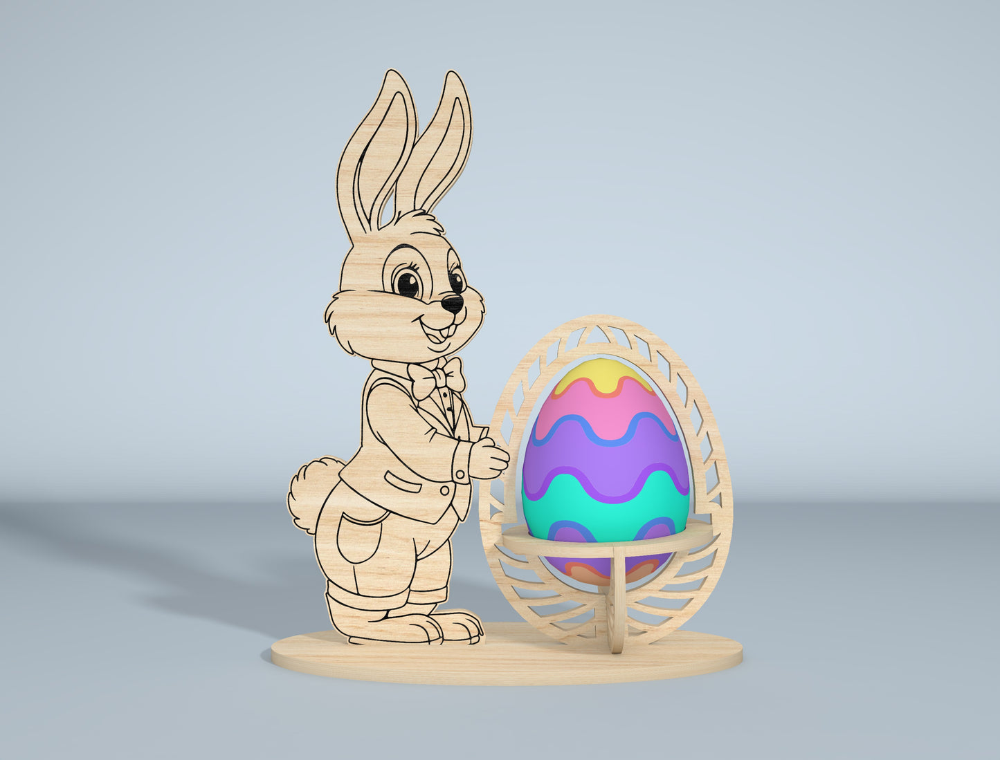 Easter Bunny Egg Spinner SVG Bundle Laser Cut File | 9 Bunny Egg Designs | Spring Tabletop Decor | Glowforge, xTool, LightBurn, etc.