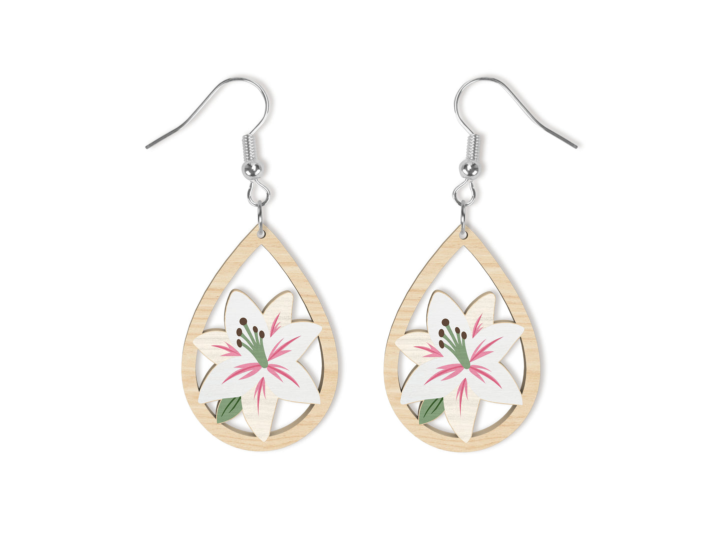 Floral Teardrop Earring SVG Bundle Spring Flower Jewelry Laser Cut File for xTool and Glowforge