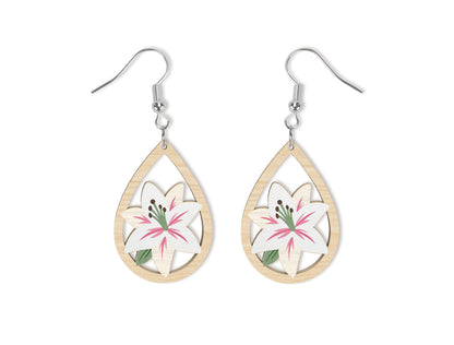 Floral Teardrop Earring SVG Bundle Spring Flower Jewelry Laser Cut File for xTool and Glowforge