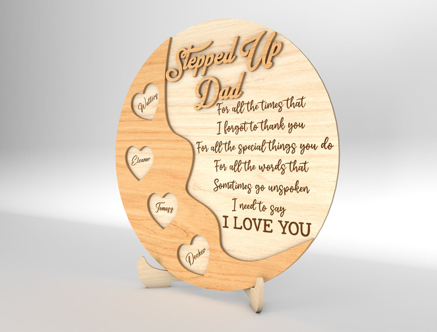 Dad Heart Keepsake Sign SVG Laser Cut File for xTool and Glowforge
